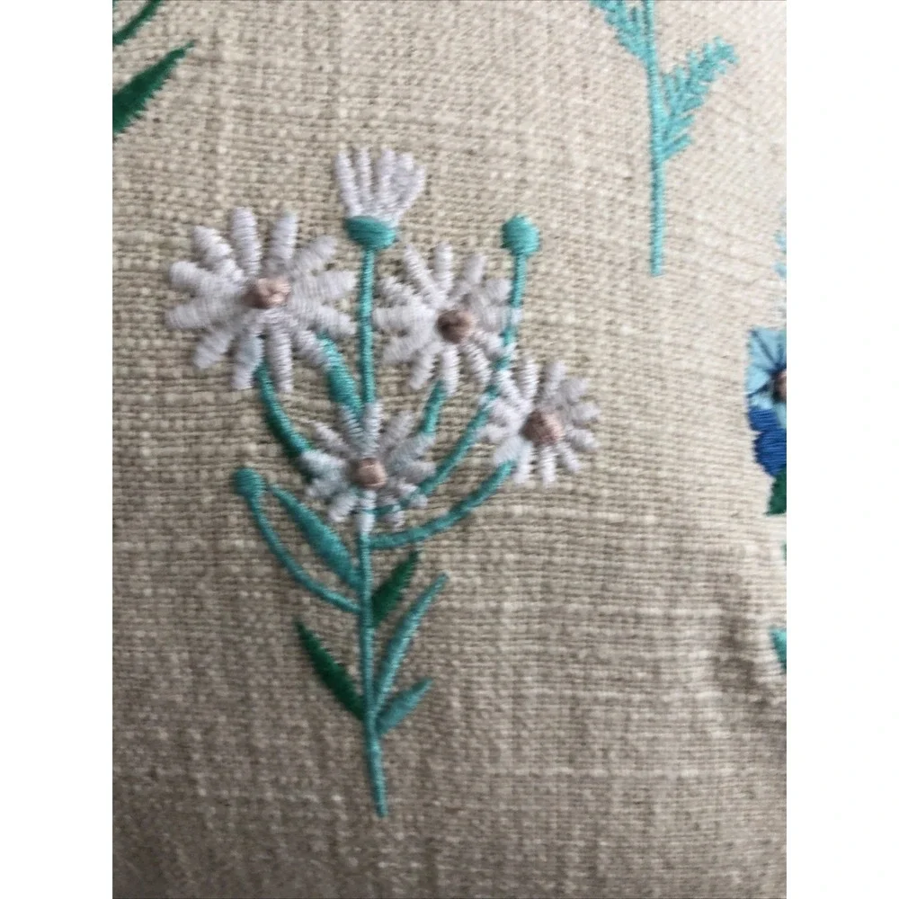 Embroidered Pillow Cover 20x20 Ivory W/Colorful Blessed Floral Zip Opening